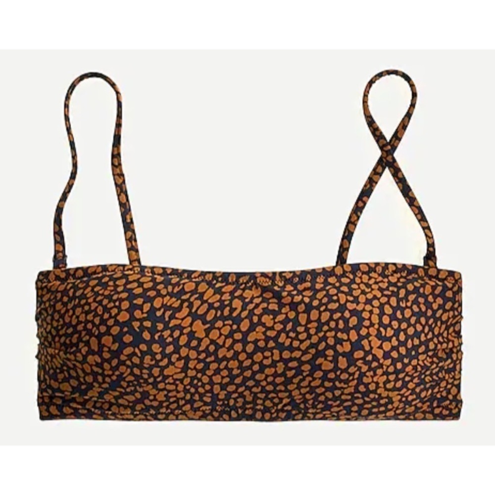 NEW JCREW Spot-On Print Bandeau Bikini Top in Navy Pecan